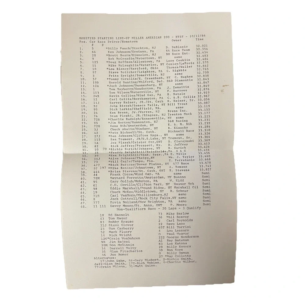 1986 Super‎ Dirt Week Program  Modifieds and World of Outlaws Sprint Cars